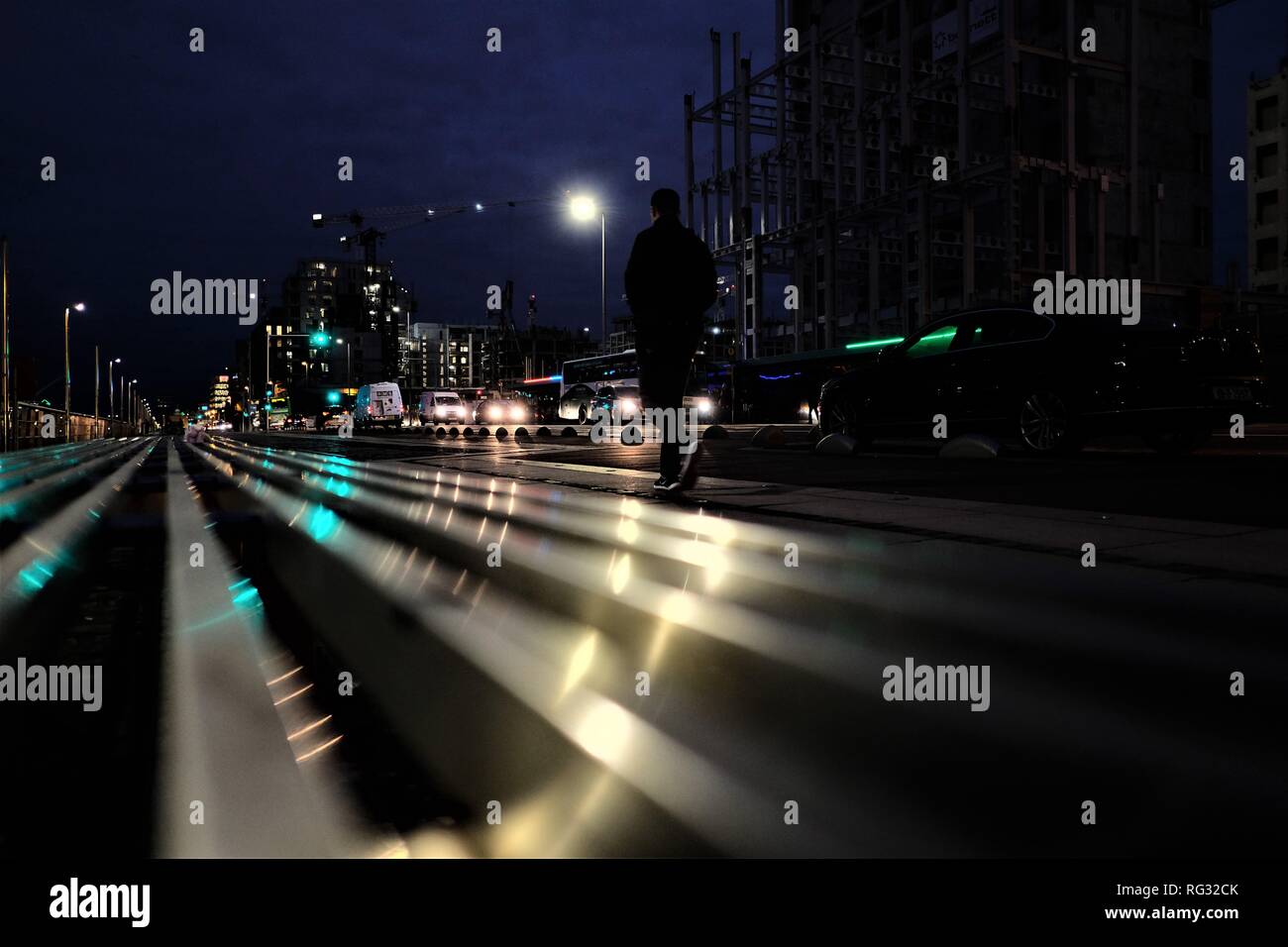 North Wall Quay, Dublin, sur un froid matin d'hiver... Banque D'Images