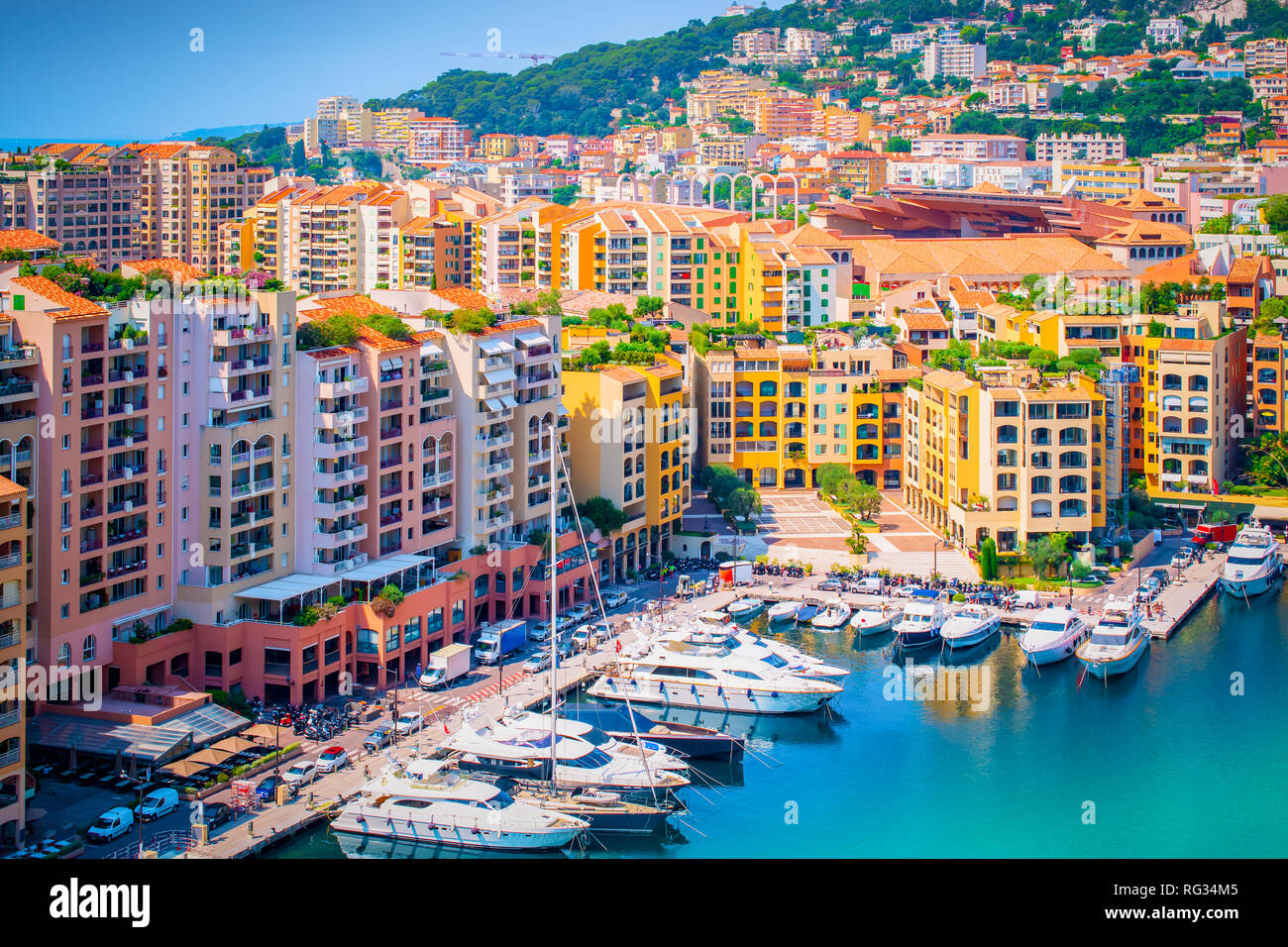 Port de Fontvieille, Monaco, Côte d'Azur Banque D'Images