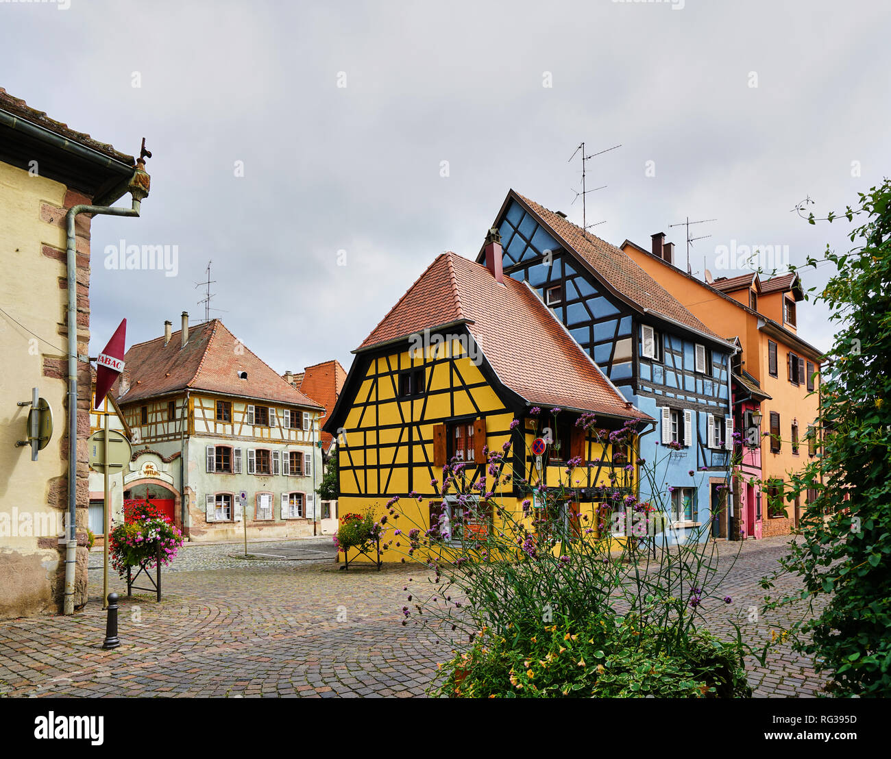 Rues de Berheim, France. Bergheim est une commune française, située dans le département du Haut-Rhin et la Grand Est au nord-est de la France Banque D'Images