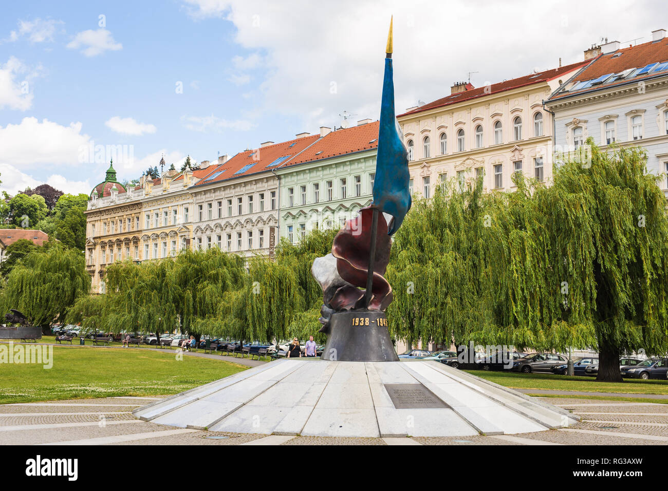 PRAGUE, RÉPUBLIQUE TCHÈQUE - 7 juin 2017 : La résistance d'un drapeau Monument à Prague. C'est en hommage à la résistance à la 2e mouvement Nazi Banque D'Images