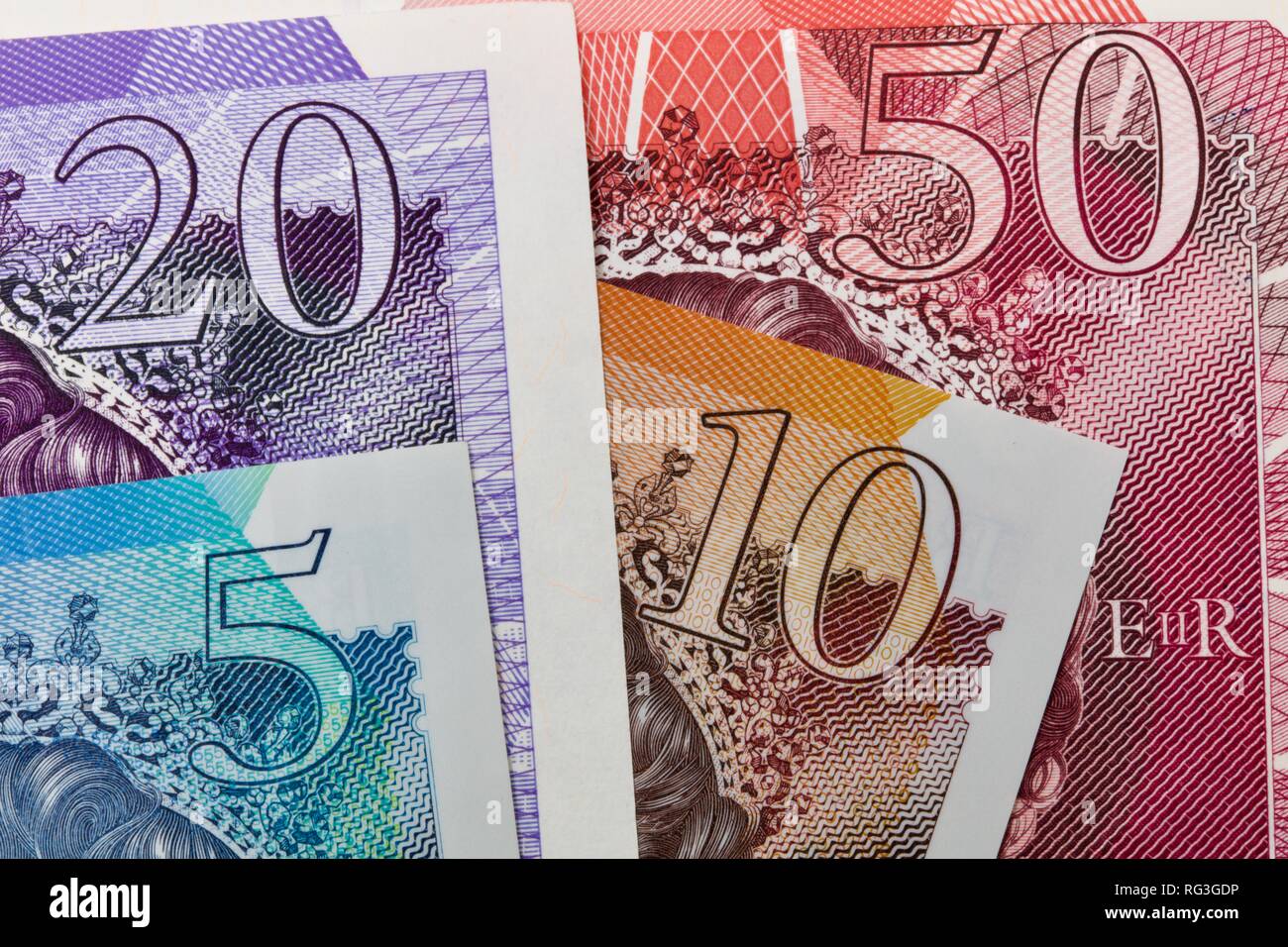 Banque d'Angleterre £5, £10, £20 et £50 euros Banque D'Images
