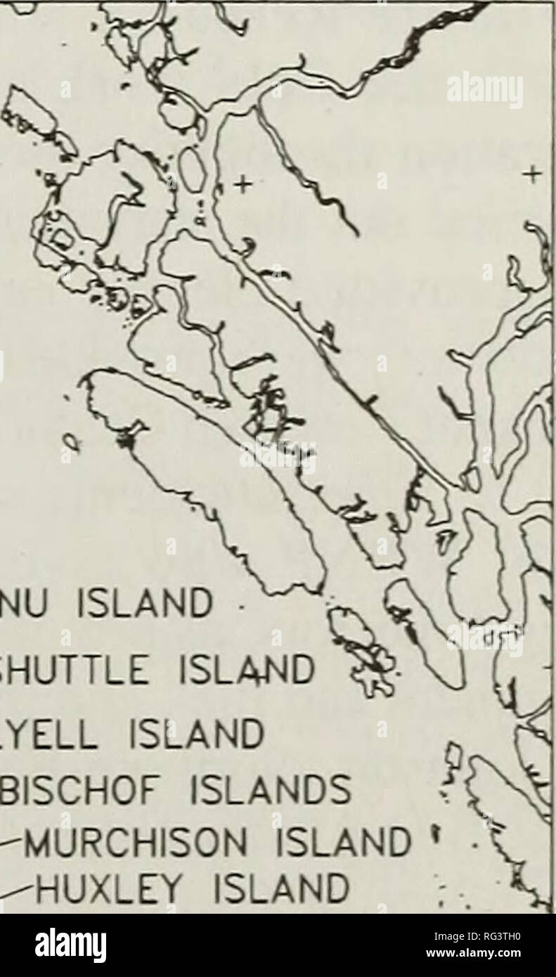 . La Canadian field-naturaliste. L'histoire naturelle. TANU ISLAND SHUTTLE ISLAND Île Lyell ÎLES BISCHOF MURCHISON ISLAND ÎLE HUXLEY PARK ISLAND BURNABY ISLAND ÎLES SWAN l'île Kunghit ST. L'ÎLE JAMES Figure 1. Îles dans les îles de la Reine-Charlotte (Haida Gwaii) archipel de la Colombie-Britannique avec les rats introduits.. Veuillez noter que ces images sont extraites de la page numérisée des images qui peuvent avoir été retouchées numériquement pour plus de lisibilité - coloration et l'aspect de ces illustrations ne peut pas parfaitement ressembler à l'œuvre originale.. Ottawa Field-Naturalists' Club. Ottawa, Ottawa Field Banque D'Images