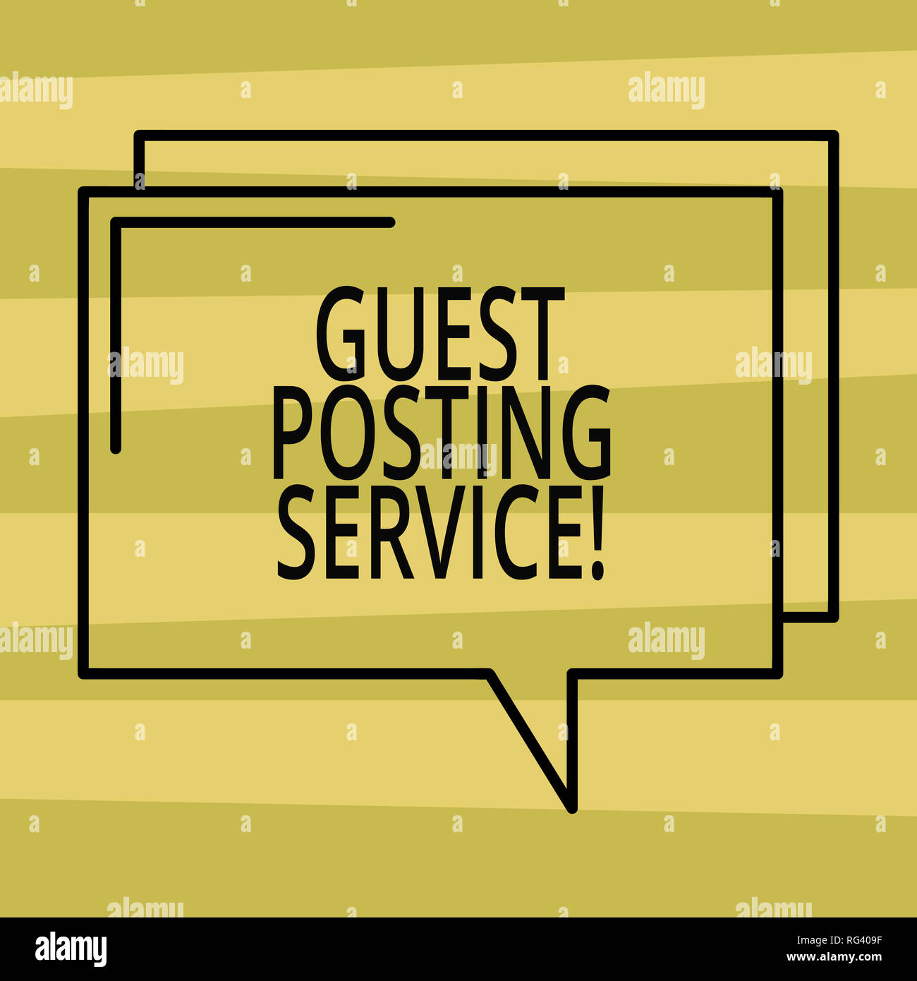 Signe texte montrant le Service d'affichage Invité. La loi sur la photo conceptuelle de contribuer un poster d'autres blogger s'est site Contour rectangulaire transparent Com Banque D'Images