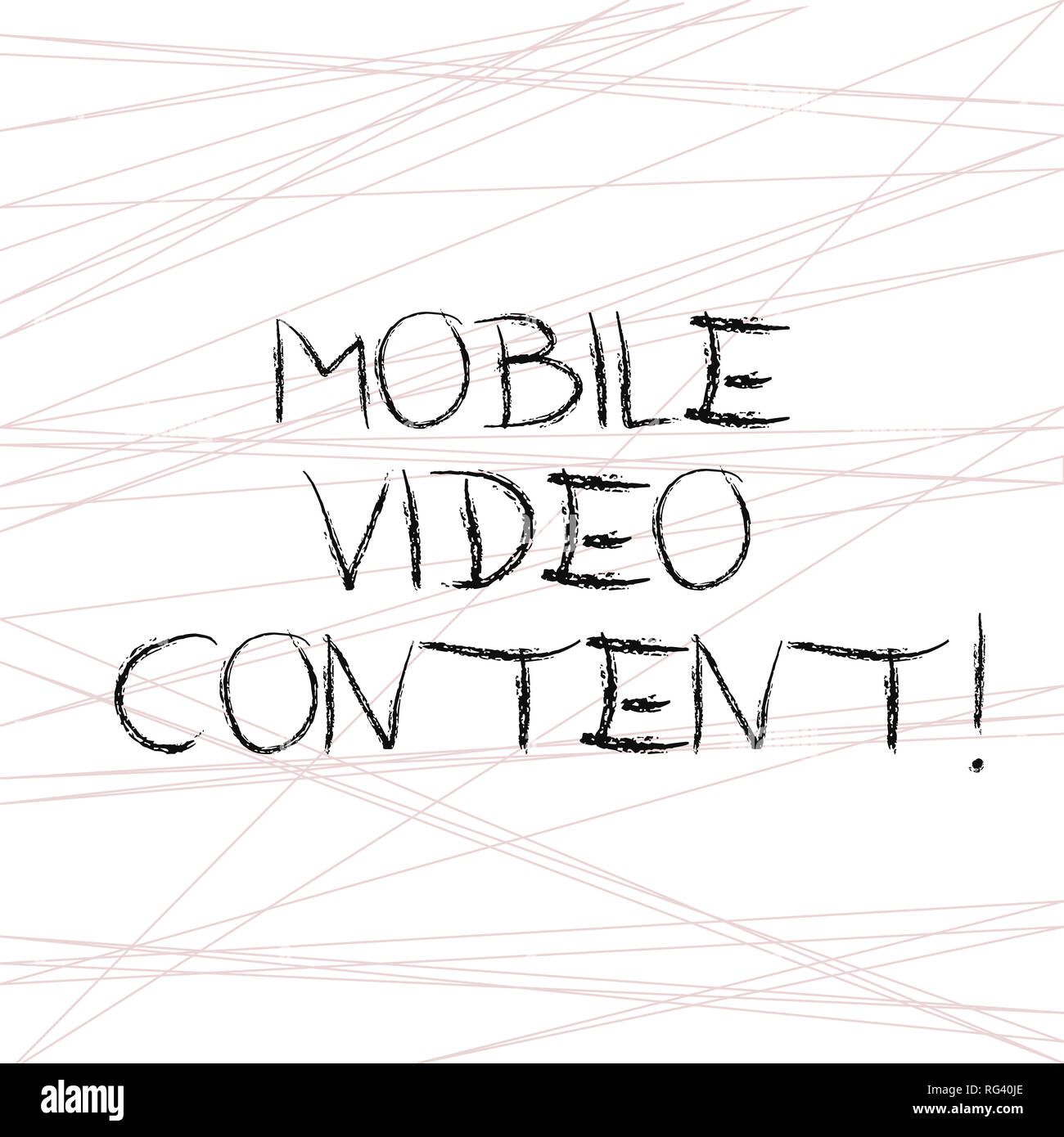 Notez par écrit le contenu vidéo mobile montrant. Photo d'entreprise de radiodiffusion ou l'enregistrement de film mettant en vedette vue sur téléphone mobile Ligne droite dispersés Ra Banque D'Images