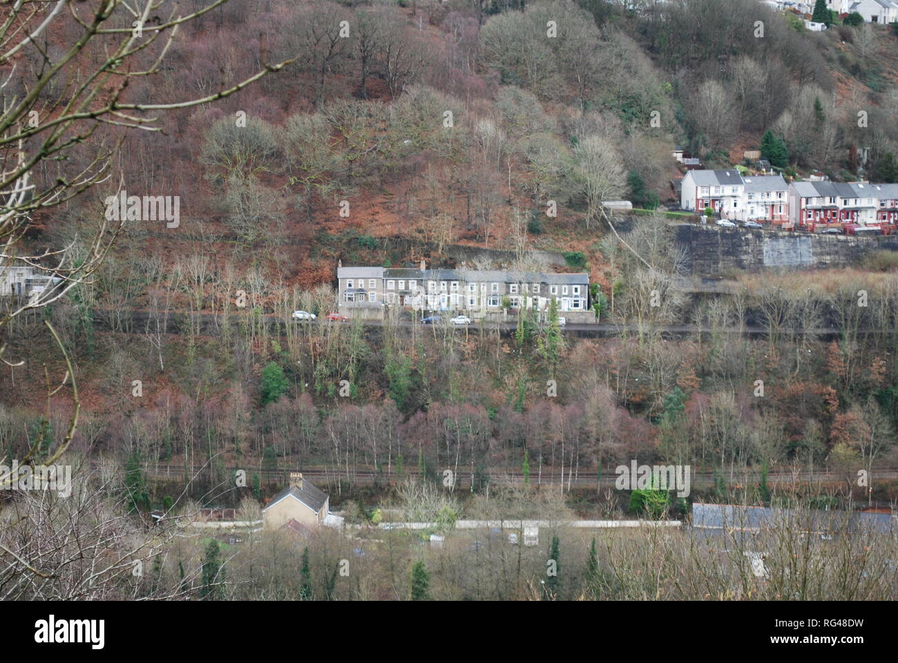 Maisons sur commercial Road, Blaenau Gwent Banque D'Images