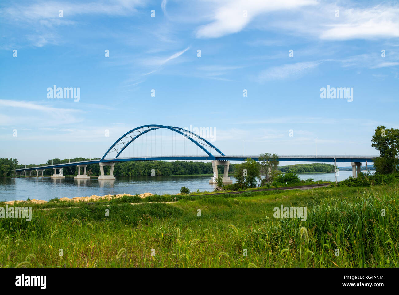 Savanna-Sabula Pont sur le fleuve Mississippi. Savanna, Illinois, États-Unis Banque D'Images