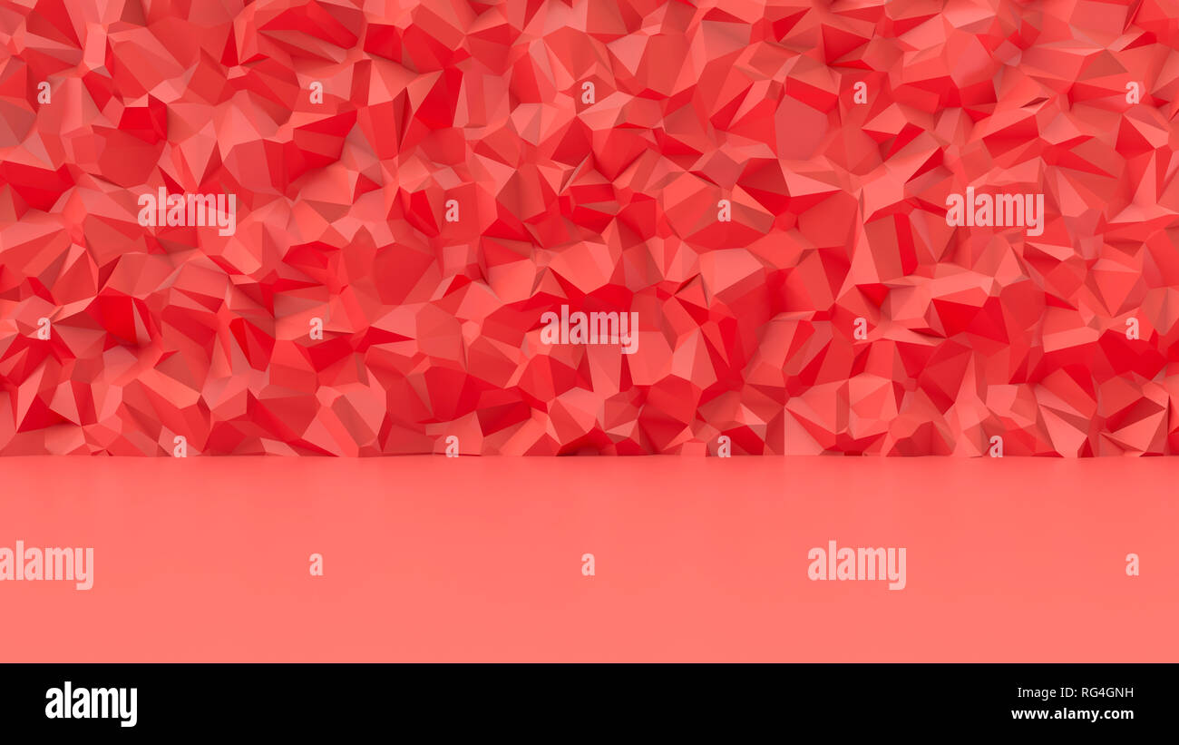 Couleur corail vivant fond surface polygonale Banque D'Images