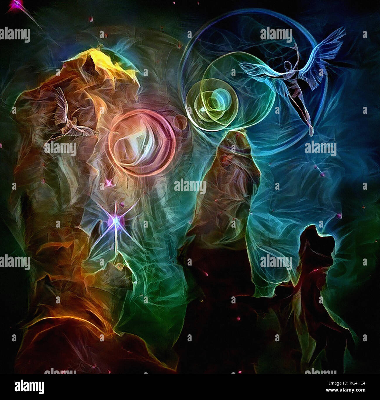 Vive la peinture abstraite. Les Anges dans l'espace profond Banque D'Images