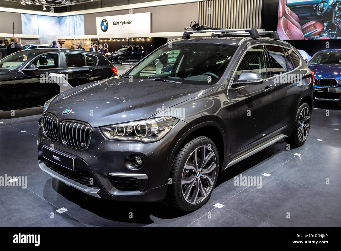 Bruxelles - Jan 18, 2019 : BMW X1 présenté au 97e Salon Automobile de Bruxelles 2019 Autosalon. Banque D'Images