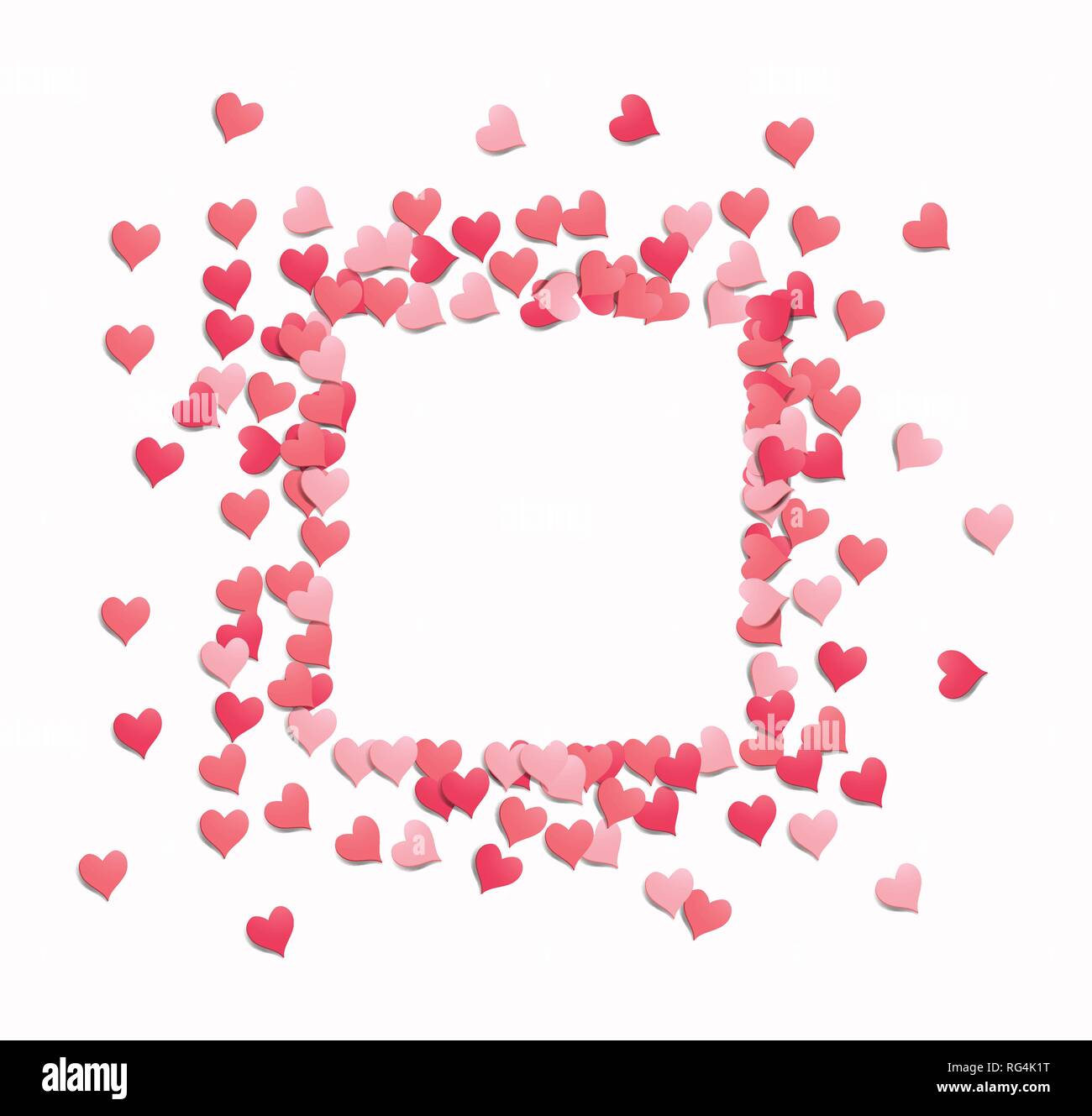 Coeur d'amour en forme de carrés confetti conception du cadre. Vector illustration. Illustration de Vecteur