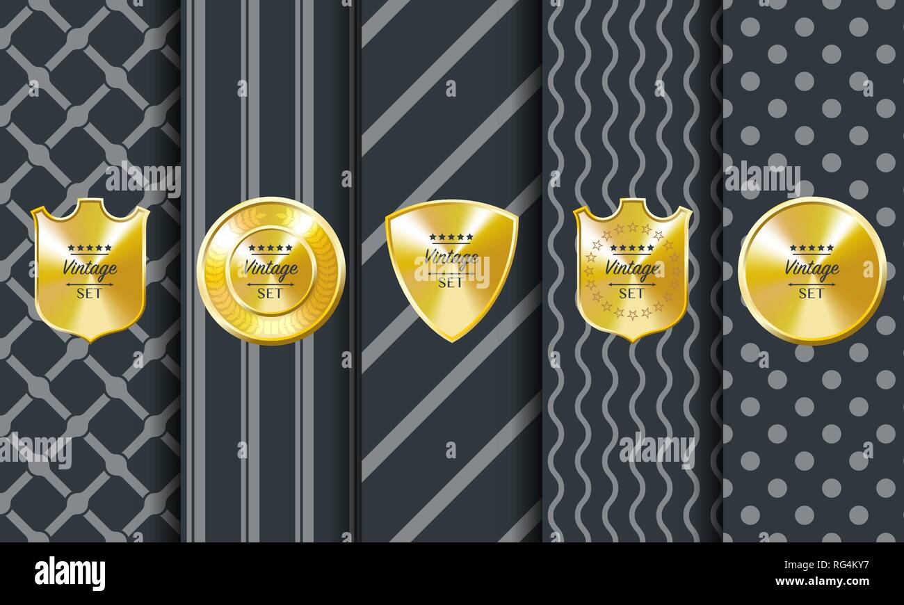 Golden vintage vector pattern sur fond sombre Illustration de Vecteur