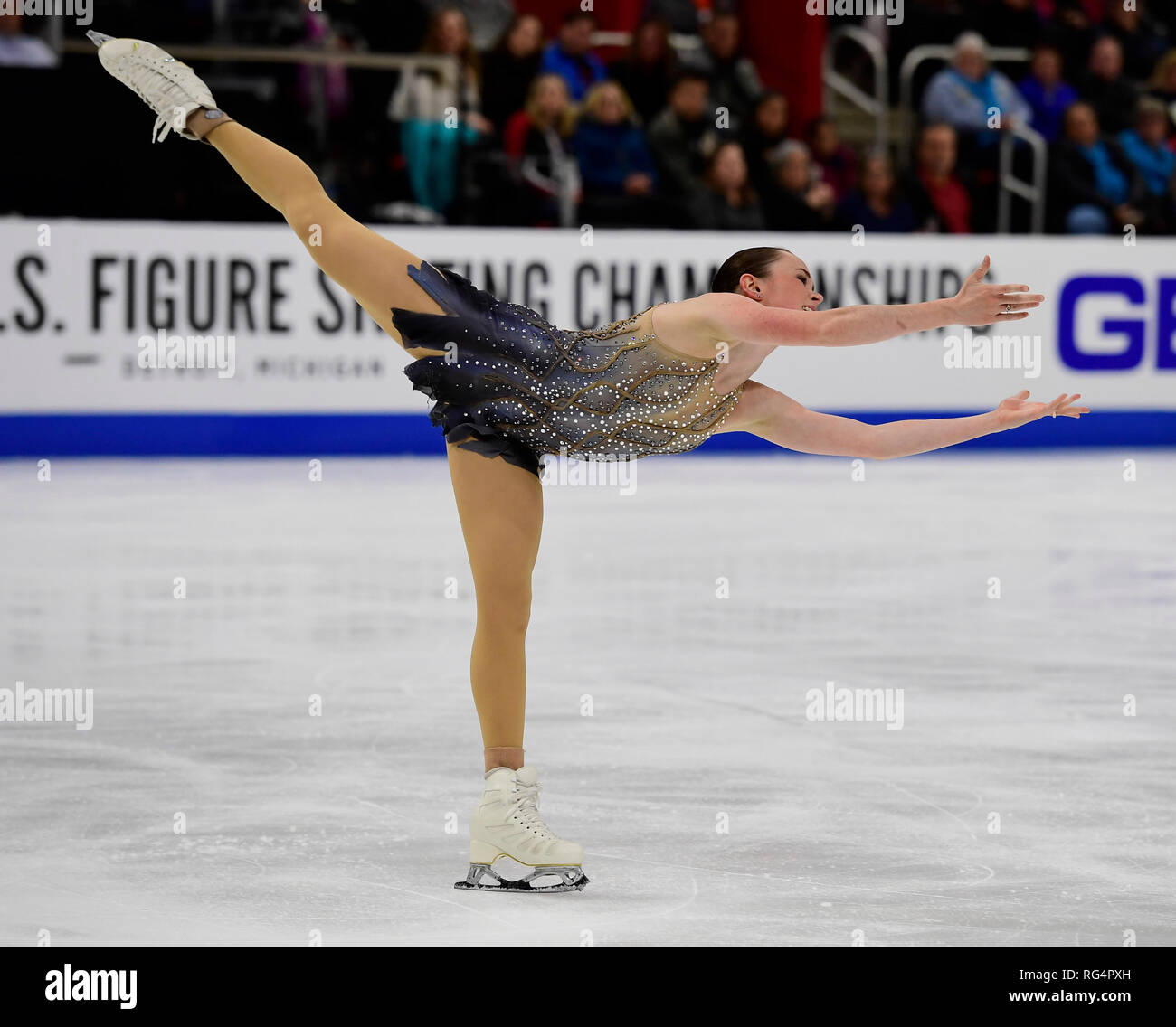 Detroit, Michigan, USA. 25 Jan, 2019. BELL MARIAH est concurrentiel dans le style libre dames au cours de l'US Figure Skating Championship à Little Caesars Arena. Crédit : Scott Hasse/ZUMA/Alamy Fil Live News Banque D'Images