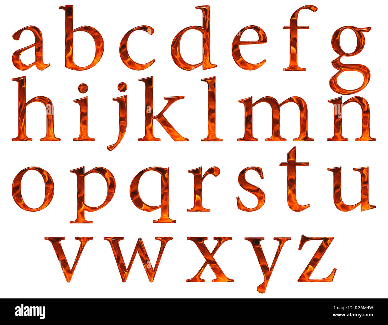 Ensemble De Lettres En Minuscules De L Alphabet Anglais Emitation Texture Flamme Isole Sur Fond Blanc 3d Illustration Photo Stock Alamy
