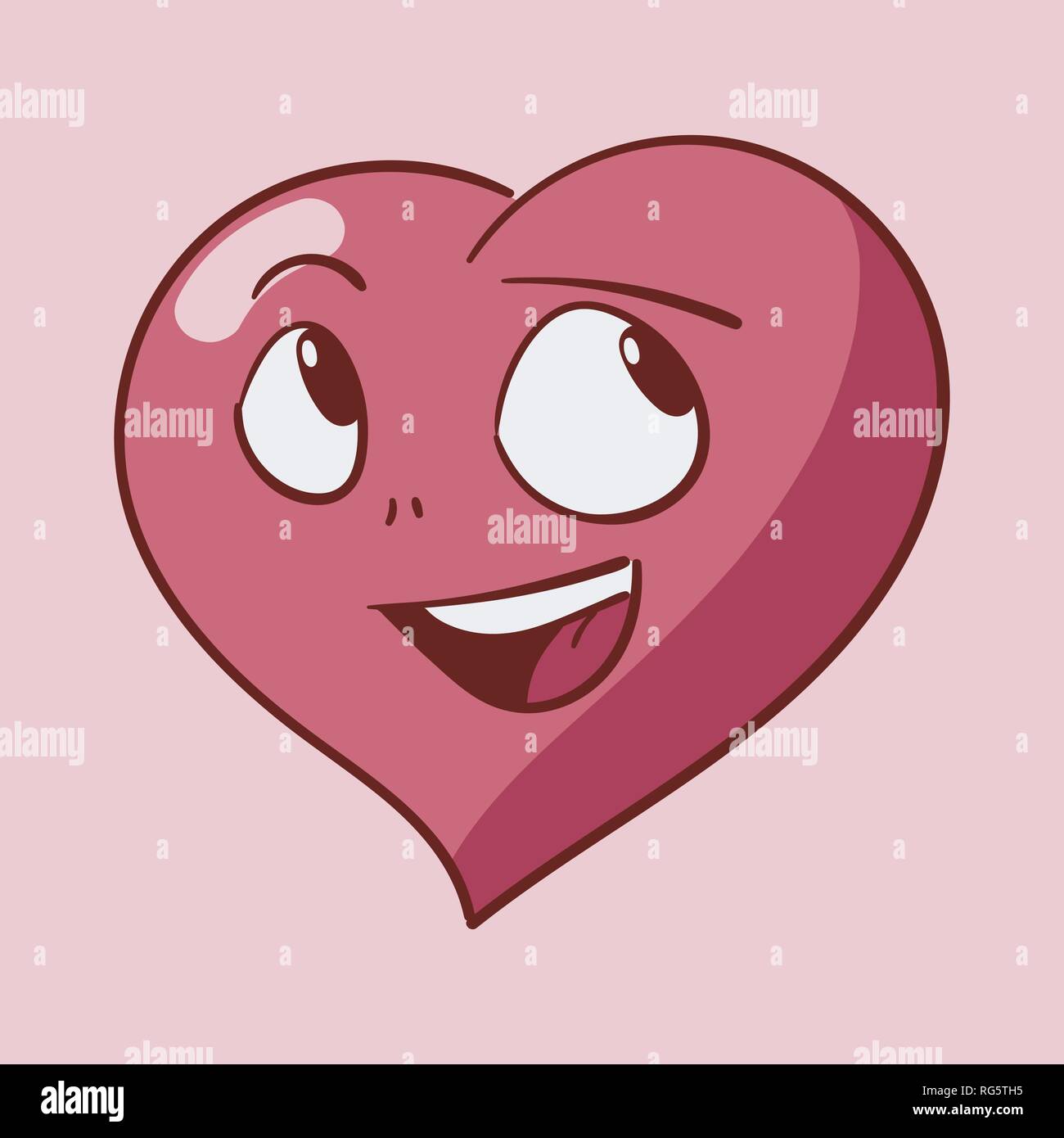Funny cartoon caractère coeur émotions, St Valentines vector icons set sur fond rose Illustration de Vecteur