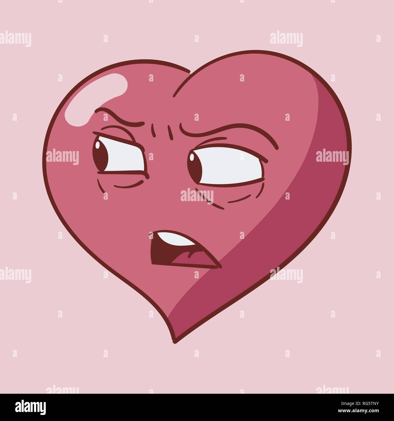 Funny cartoon caractère coeur émotions, St Valentines vector icons, isolé Illustration de Vecteur