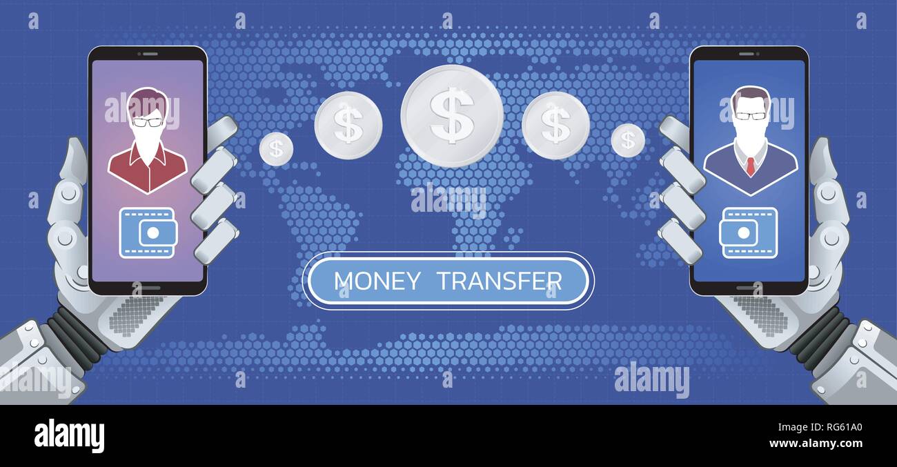 Transfert d'argent à l'échelle mondiale Illustration de Vecteur