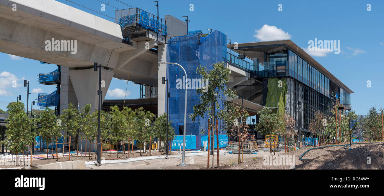 Jan 2019 Sydney Australie : Dans le cadre de la nouvelle ligne de train du métro entre Rouse Hill et de Chatswood, Kellyville gare étant presque achevé. Banque D'Images