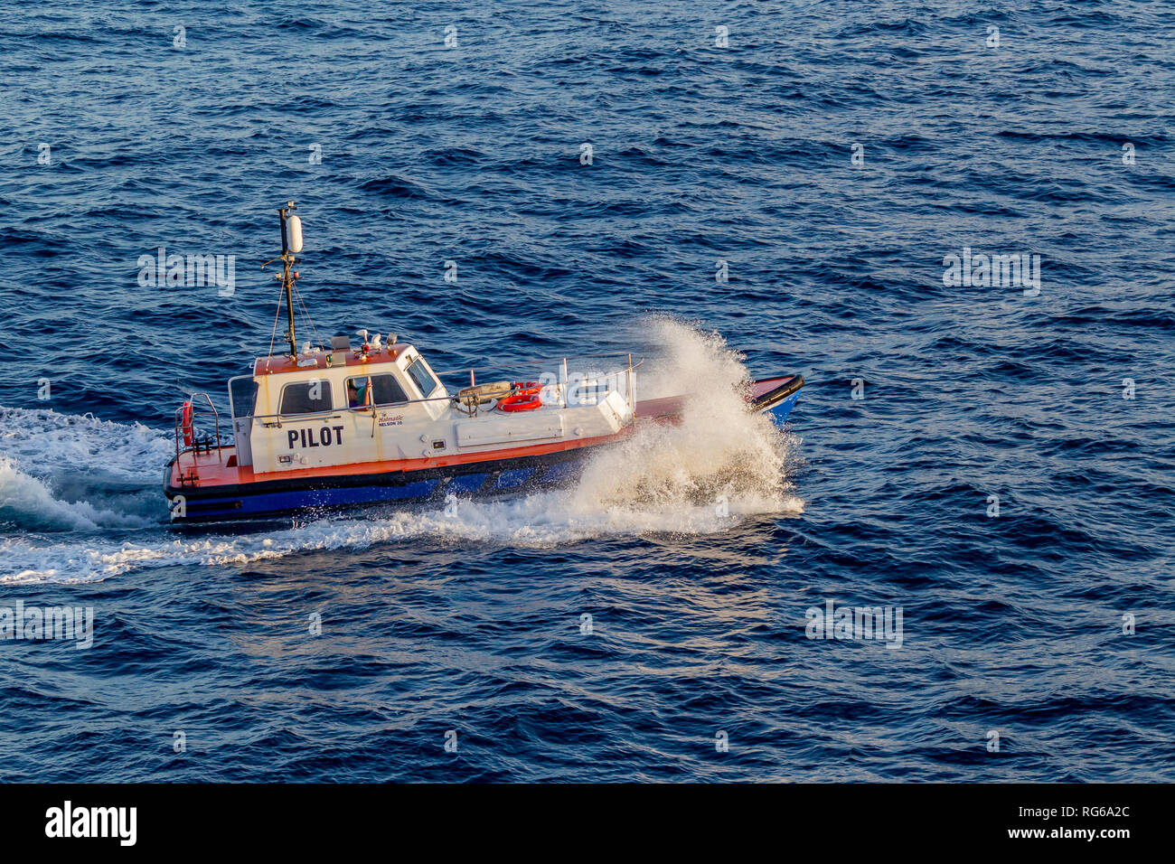 Bateau pilote en mer de la Barbade Banque D'Images