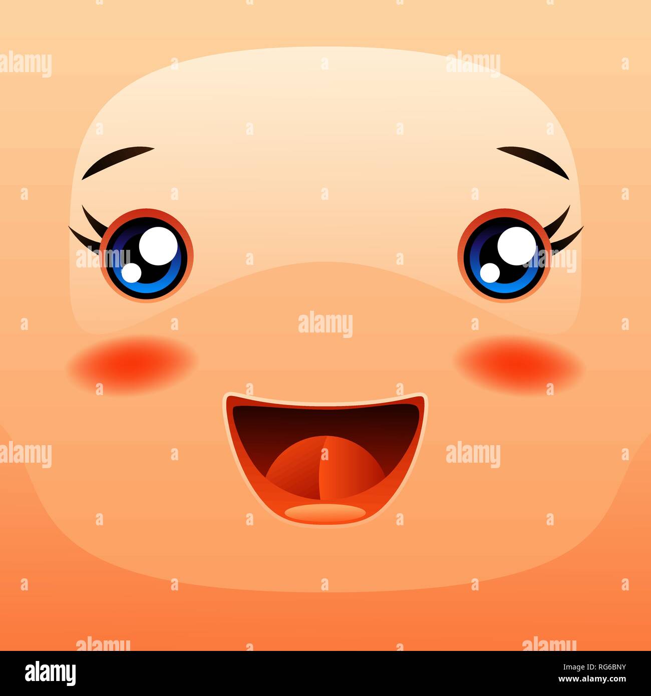 Kawaii mignon visage. Funny smiling museau. Illustration de Vecteur