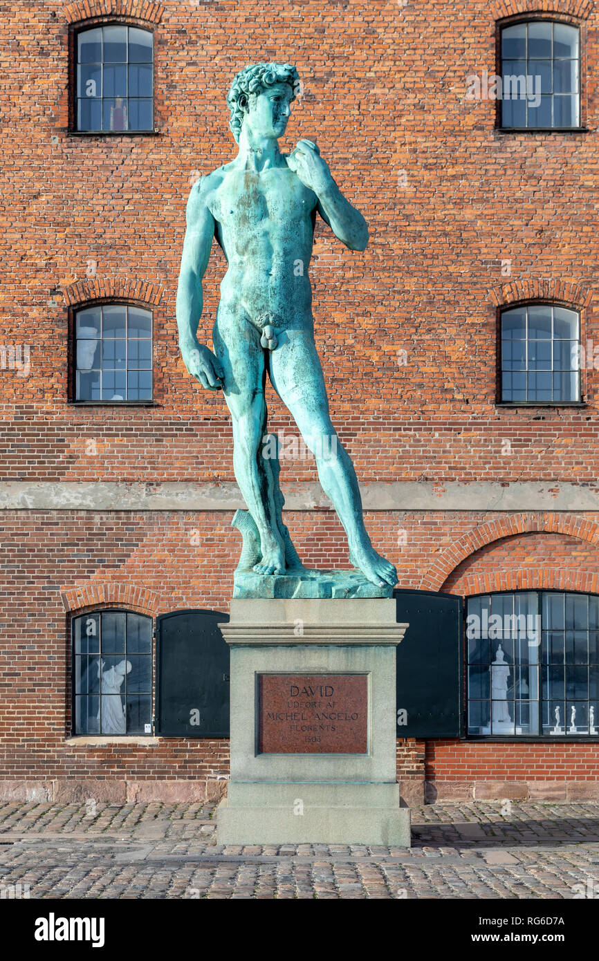 Le David de Michelangelo, en bronze coulé par la Royal Collection, Copenhague, Danemark Banque D'Images
