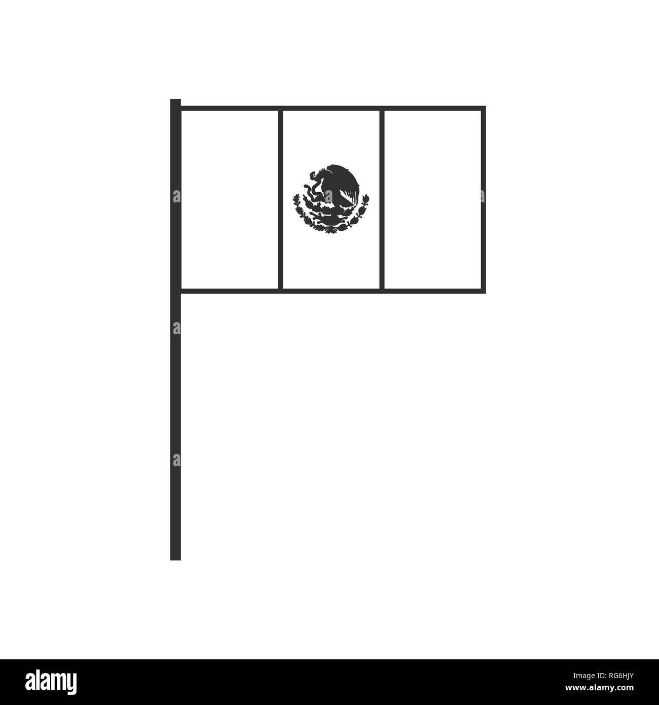 L'icône du drapeau de Mexique contour noir modèle plat. Date de l'indépendance ou de la fête nationale. Illustration de Vecteur