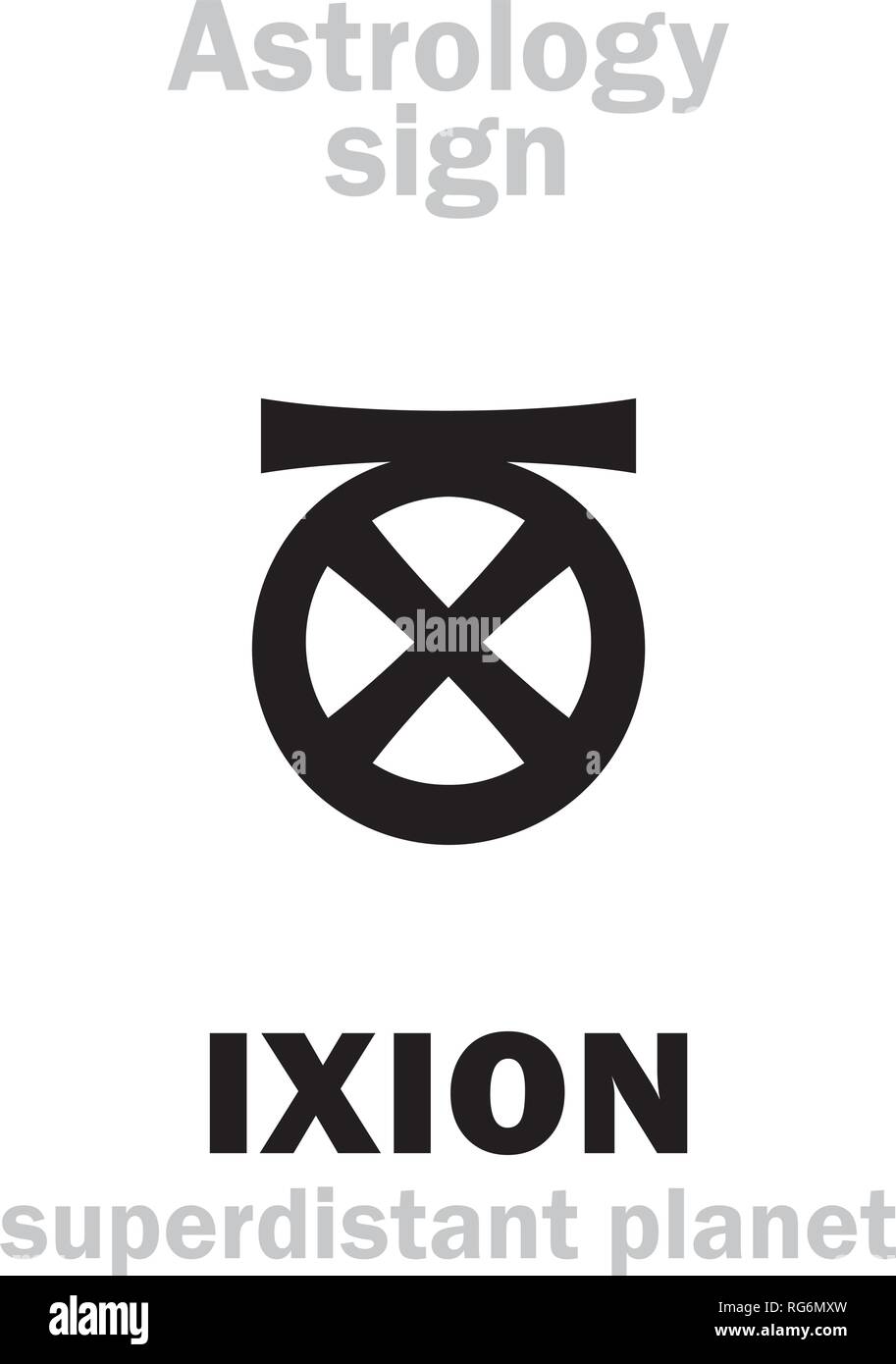 Alphabet d'astrologie : IXION, planète superdistant. Caractères hiéroglyphes signe (symbole unique). Illustration de Vecteur