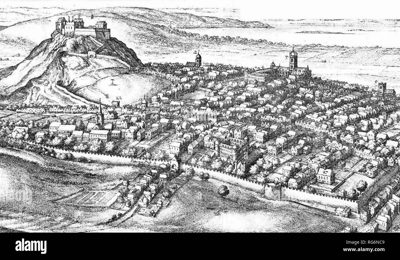 La Ville d'Édimbourg à partir du sud (détail) de Wenceslas Hollar (1670) Banque D'Images