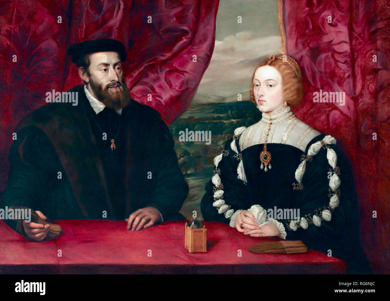 Charles V et l'Impératrice Isabelle de Portugal - Titian Banque D'Images