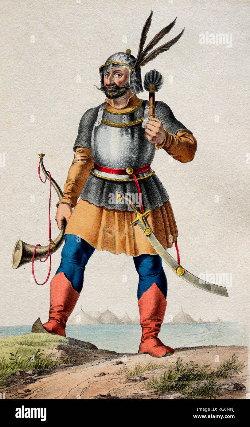 Lehel (mort en 955) commandant de l'armée hongroise. Josef Kriehuber, 1828 Banque D'Images