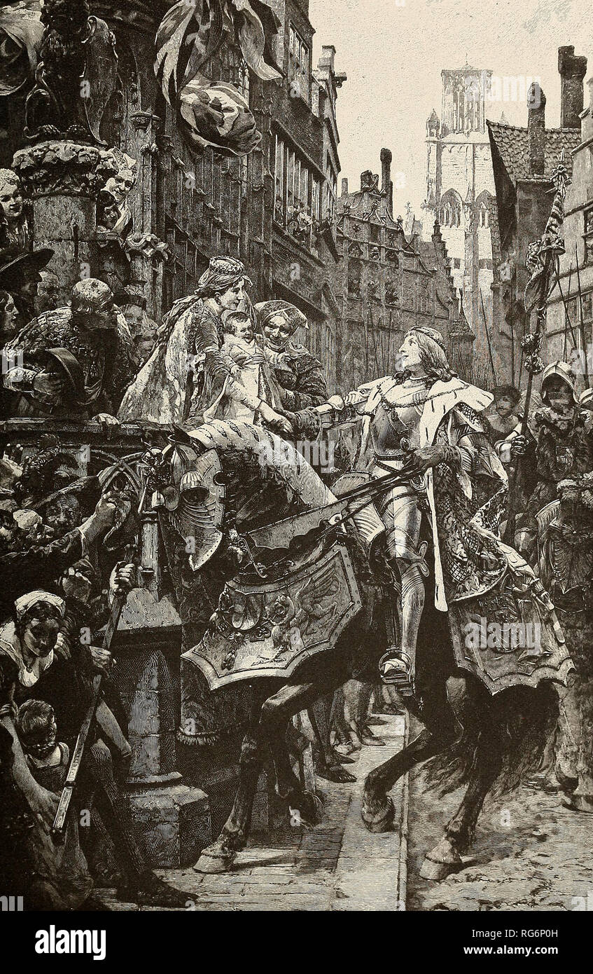 Le dernier des Chevaliers - Maximilien vient à la rescousse de l'héritière de Bourgogne Banque D'Images