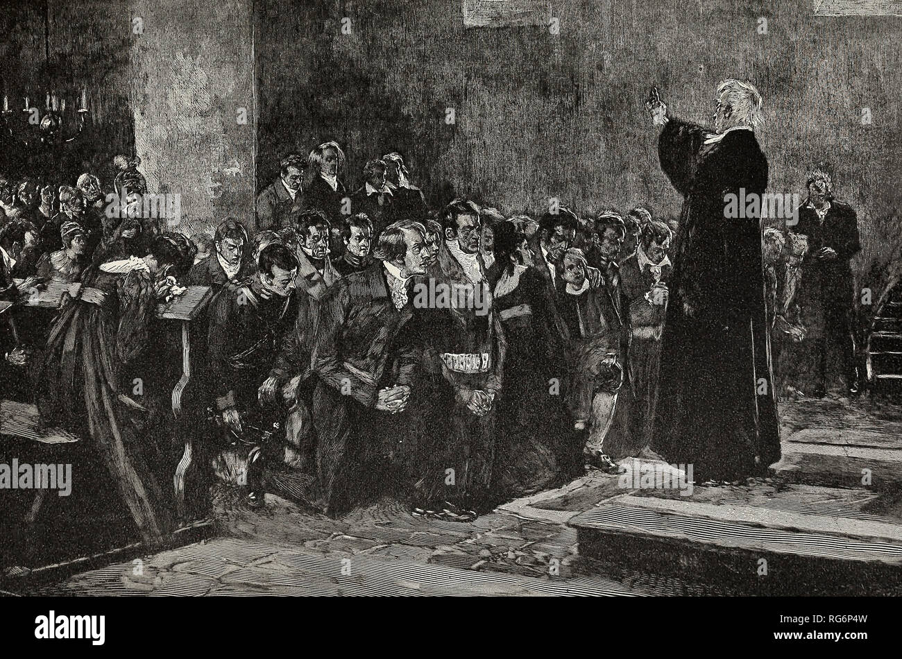 Le rassemblement des Prussiens en vertu de leurs pasteurs pour la guerre de 1813 Banque D'Images