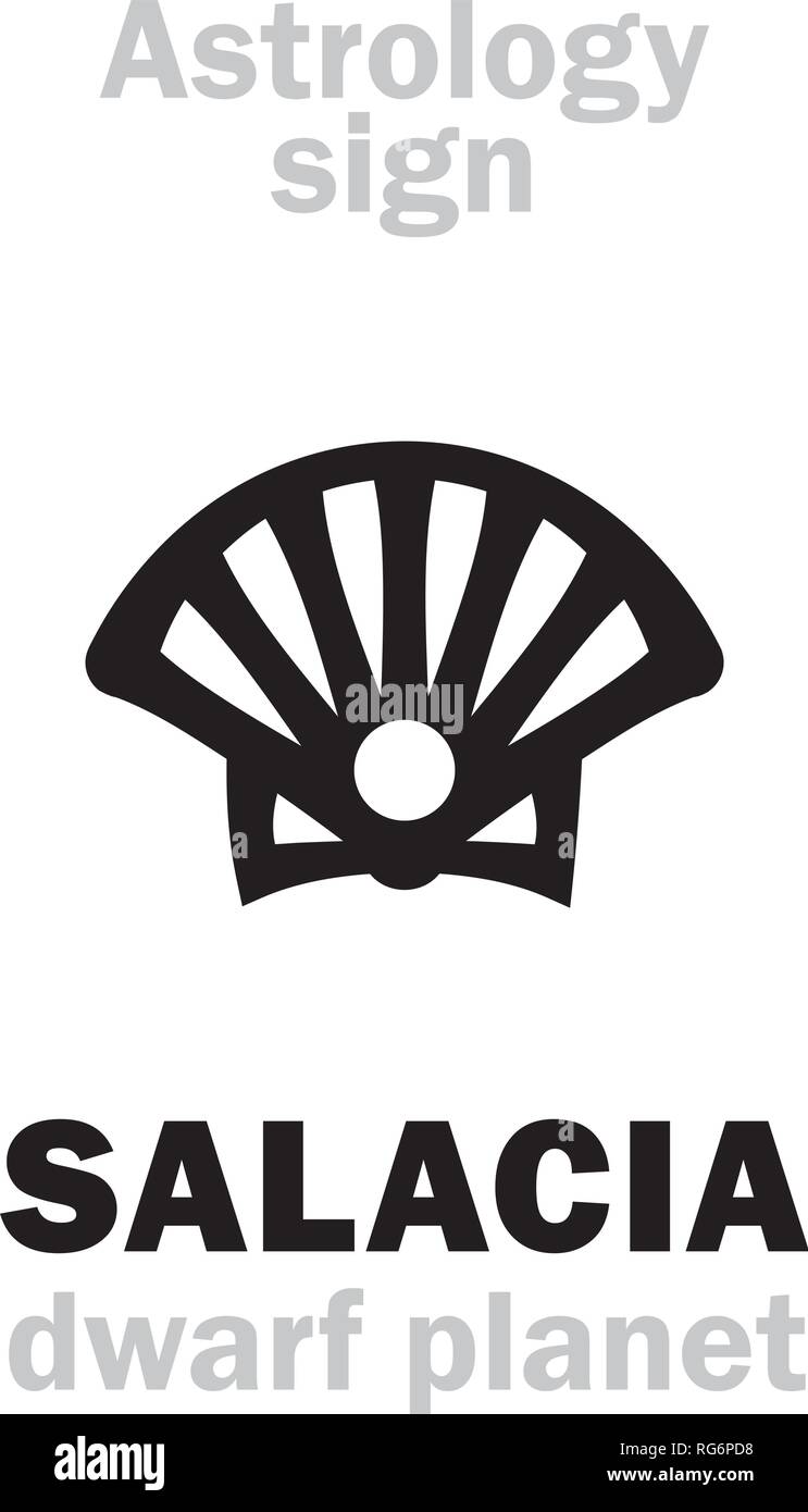 Alphabet d'astrologie : SALACIA (Amphitrite), planète naine. Caractères hiéroglyphes signe (symbole unique). Illustration de Vecteur