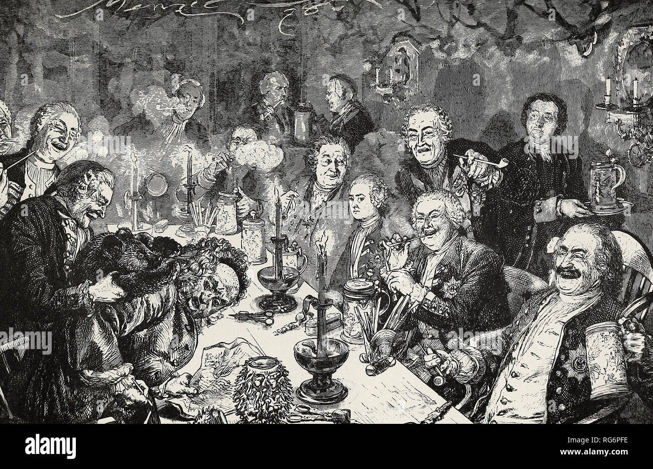 Le Parlement du tabac - Le Roi Frederick William J'inspire les blagues grossières de ses conseillers Banque D'Images