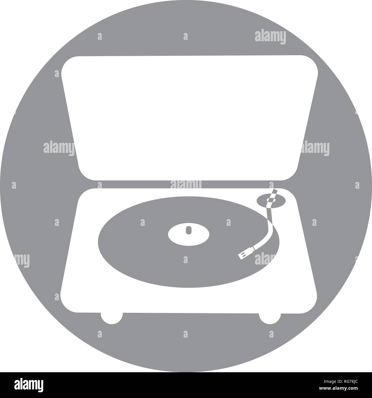 Platine vinyle Audio player dans un cercle gris Illustration de Vecteur