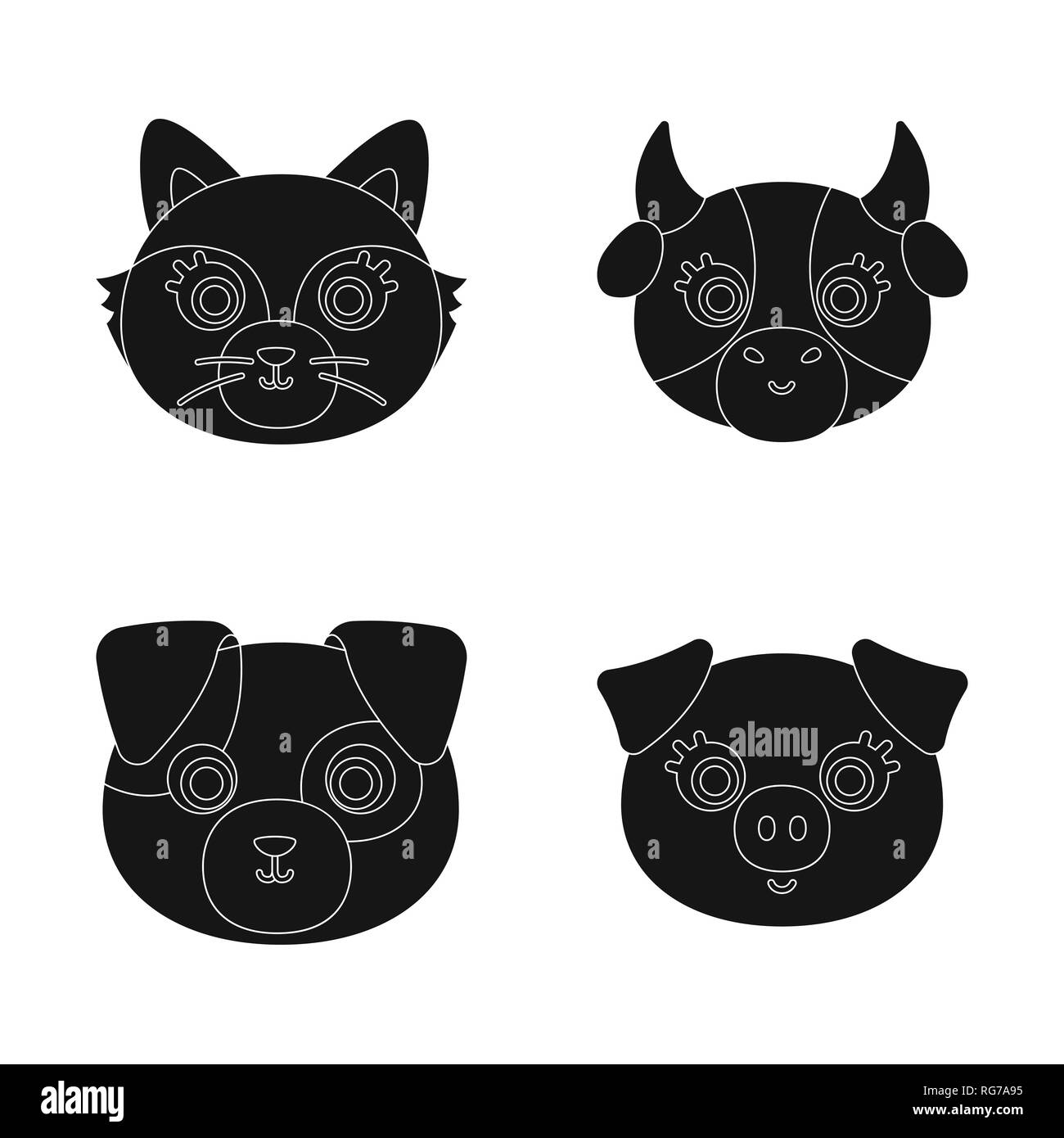 Bande dessinée,lapin,nourriture,Accueil,animal,ferme,maison,habitat,funny,jardin,grange,race,mignon,set,icône,,illustration,collection,isolé,design,graphisme,élément,signer,Black,simple, vecteurs vecteur , Illustration de Vecteur