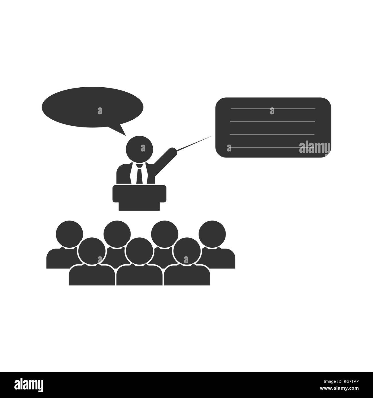 L'icône de télévision sur le thème de l'équipe de gestion de la formation avec le cloud pour la parole et le texte pour la conception web. Illustration de Vecteur