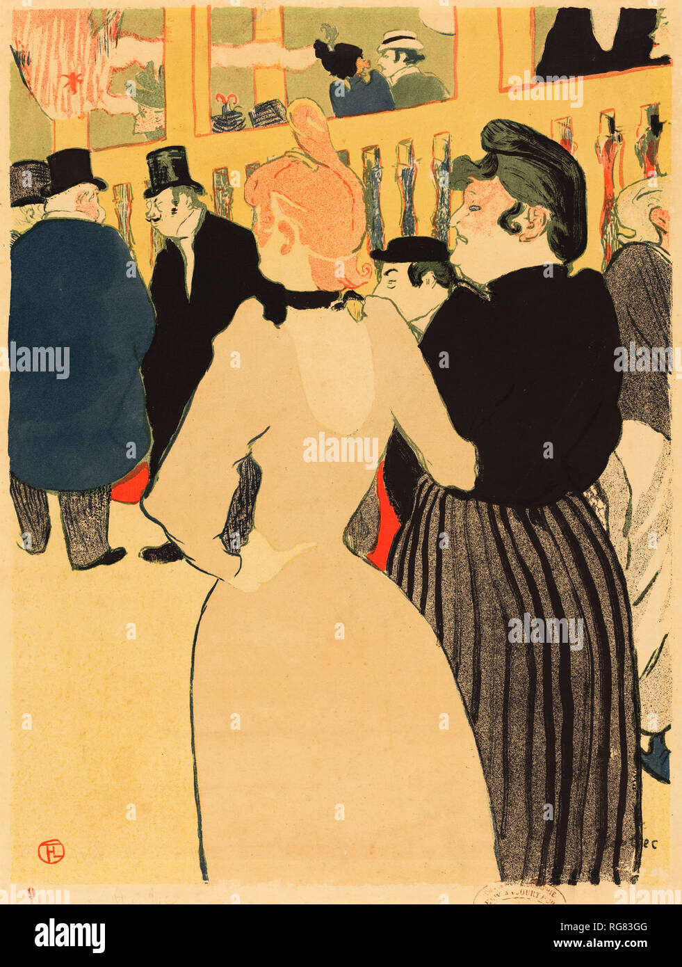 Au Moulin Rouge, la Goulue et sa soeur (au Moulin Rouge, la Goulue et sa soeur)). En date du : 1892. Dimensions : 45,8 x 34,4 image : cm (18 1/16 x 13 9/16 in.) 49,7 x 37,4 feuille : 19 cm (14 9/16 x 3/4 in.). Médium : Lithographie. Musée : National Gallery of Art, Washington DC. Auteur : Henri de Toulouse-Lautrec. TOULOUSE-LAUTREC, HENRI DE. Banque D'Images