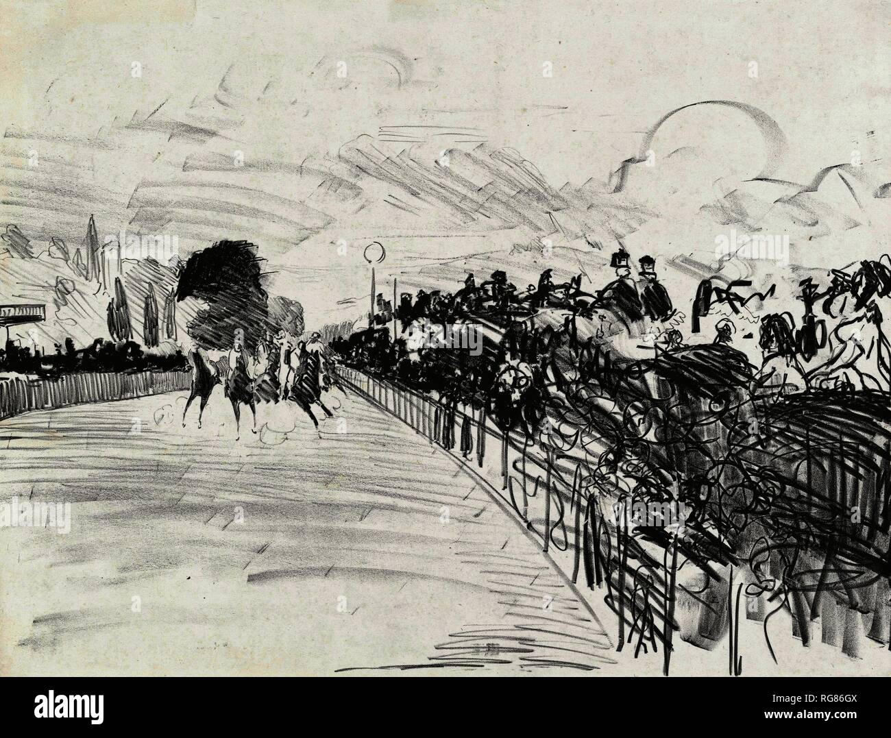 Les courses (Les cours). Dimensions : 42,4 cm x 54,6 cm, 38,5 cm x 50,9 cm, 38,5 cm x 50,9 cm. Musée : Musée Van Gogh, Amsterdam. Auteur : MANET, EDOUARD. EDOUARD MANET. Banque D'Images