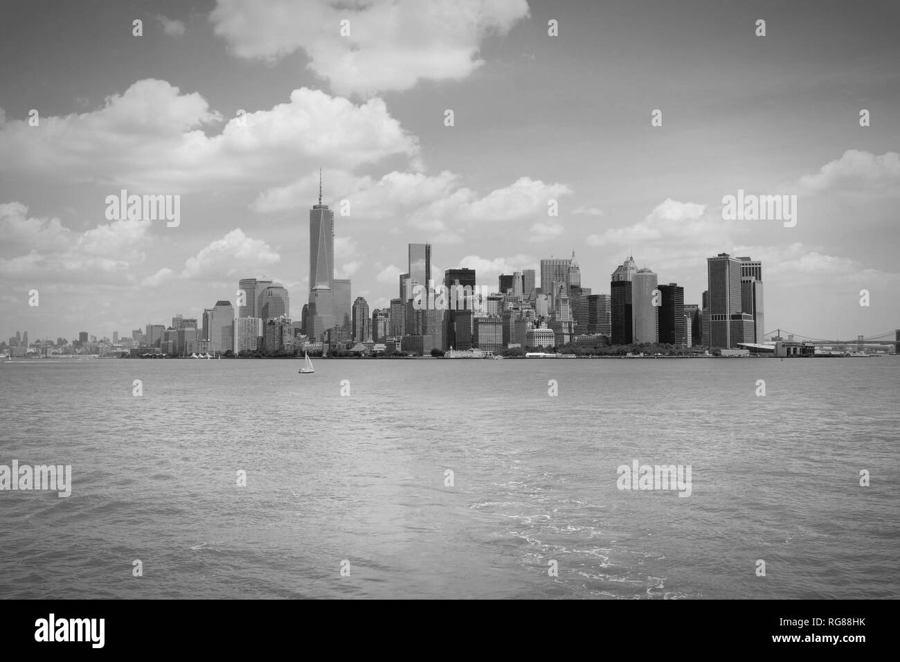 New York, États-Unis - Manhattan skyline. Ton noir et blanc - couleur monochrome rétro style. Banque D'Images