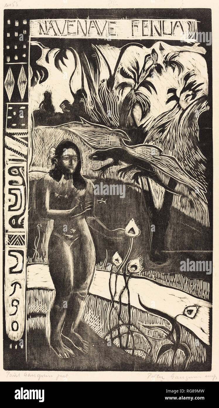 Nave Nave Fenua (délicieux terres). En date du : 1894/1895. Technique : gravure sur bois imprimée en noir et gris par Pola Gauguin en 1921. Musée : National Gallery of Art, Washington DC. Auteur : Paul Gauguin. Banque D'Images