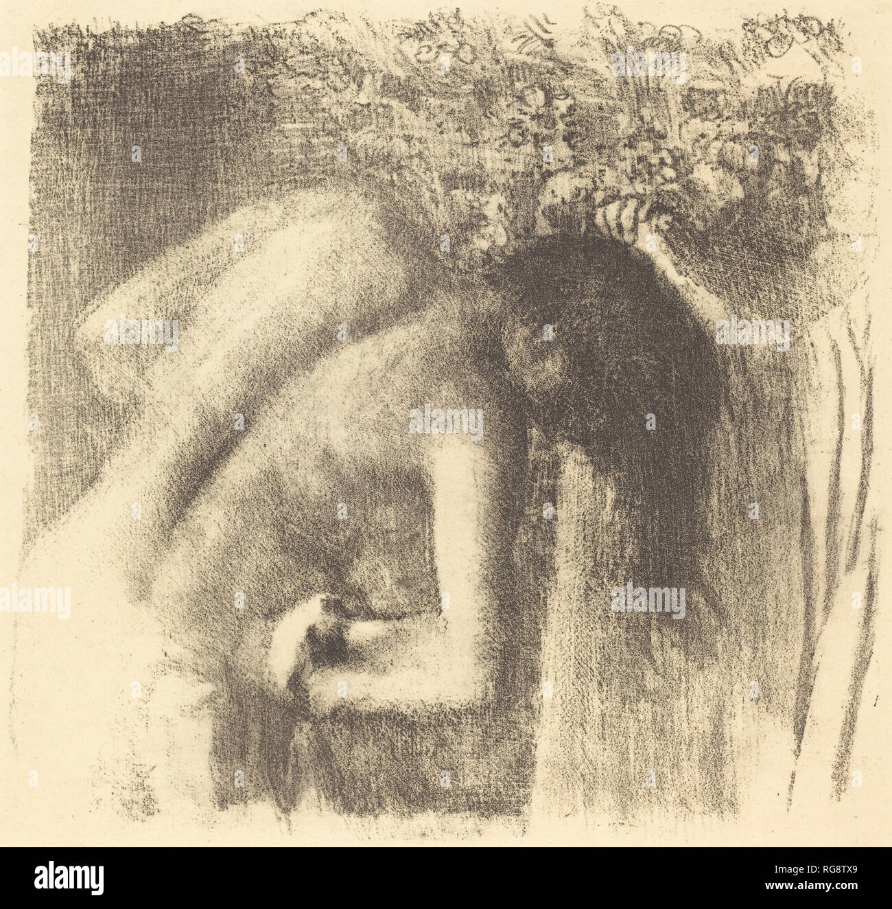 Après le bain (la sortie du bain (grande planche)). En date du : ch. 1891. Fiche technique : Dimensions : 38,5 x 38,5 cm (15 3/16 x 15 3/16 po.). Technique : lithographie. Musée : National Gallery of Art, Washington DC. Auteur : Edgar Degas. Hilaire Germain Edgar Degas. Banque D'Images