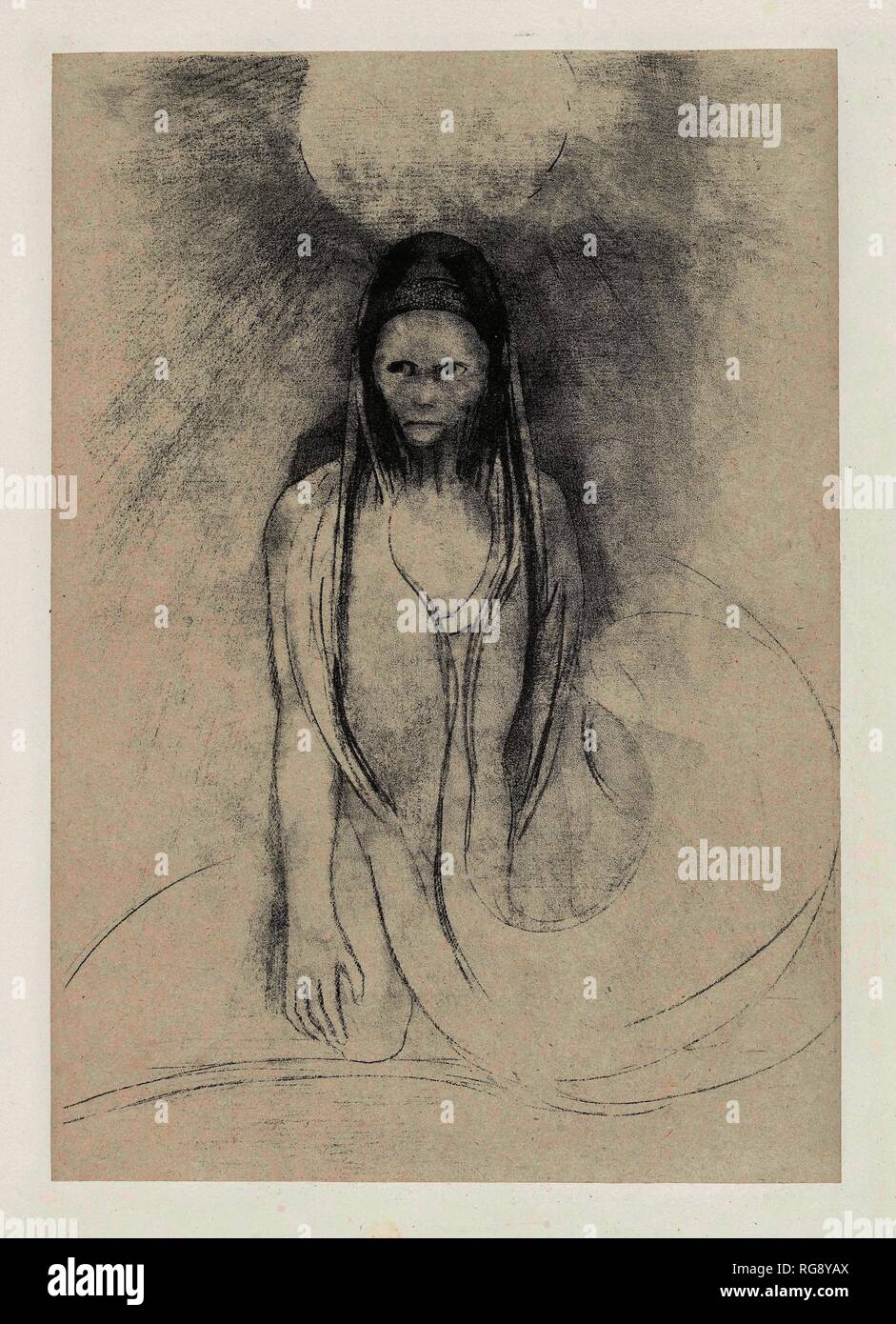 L'intelligence fut à moi ! Je devins le Bouddha de la série La tentation de Saint Antoine. Dimensions : 43,4 cm x 33,3 cm, 30,9 cm x 21,7 cm, 30,9 cm x 21,7 cm. Musée : Musée Van Gogh, Amsterdam. Auteur : REDON, Odilon. Odilon Redon. Banque D'Images