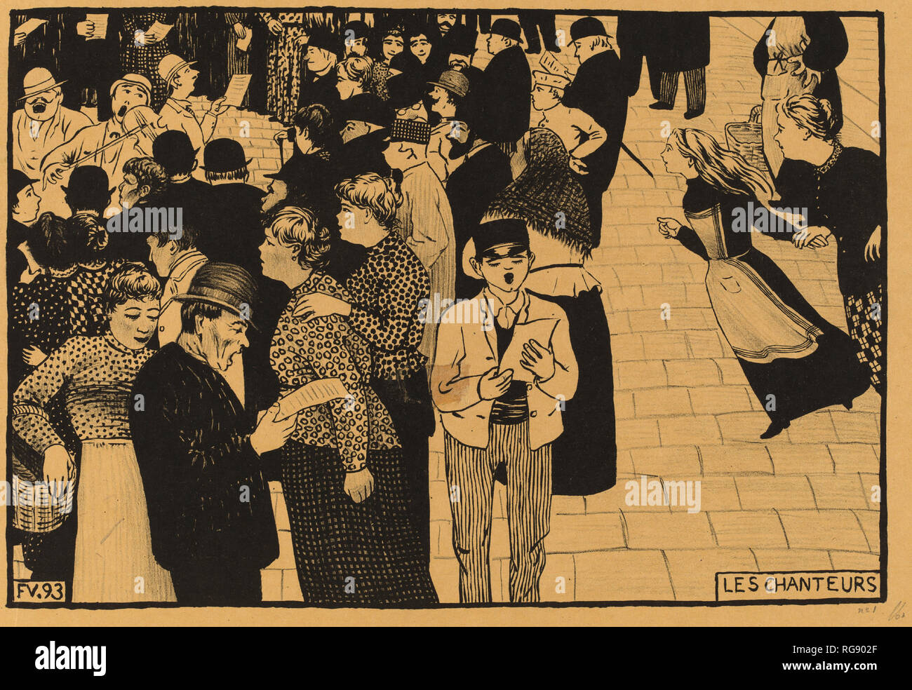 Les Chanteurs (les chanteurs). En date du : 1893. Dimensions : image : 21,6 x 31,7 cm (8 1/2 x 12 1/2 in.) : 32,8 x 49,8 Fiche cm (12 15/16 x 19 5/8 in.). Technique : lithographie (zinc) sur papier vélin jaune. Musée : National Gallery of Art, Washington DC. Auteur : Félix Vallotton. Felix Edouard Vallotton. Banque D'Images