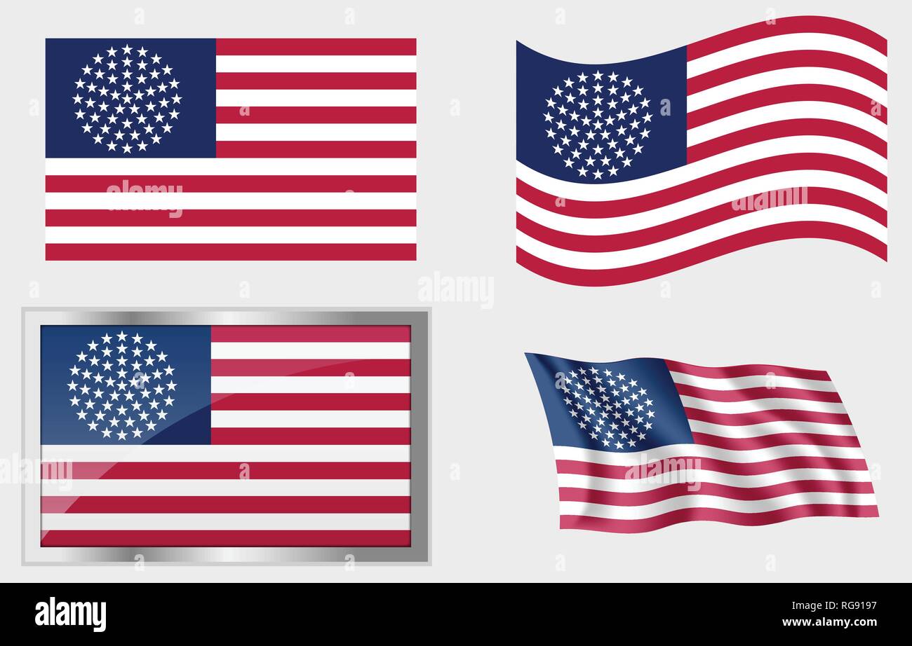 Drapeau historique de la United States 51 étoiles Illustration de Vecteur