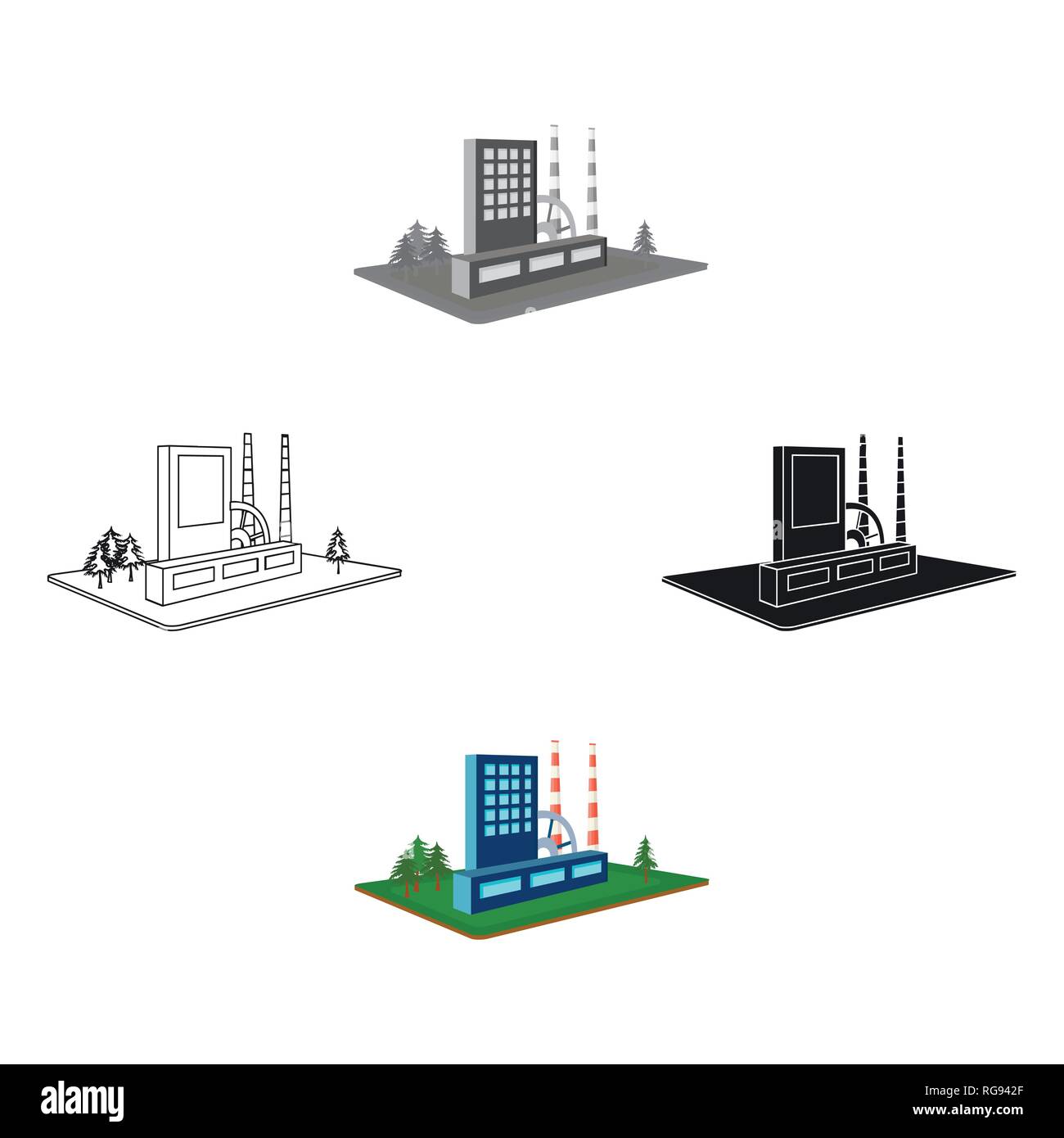 L'usine de traitement. Factory et de l'industrie seule icône de style cartoon vector illustration isométrique stock symbol . Illustration de Vecteur