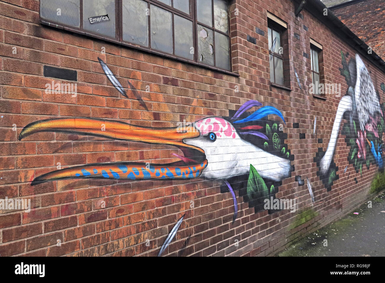 Emerica travaille en usine, l'art d'oiseaux, Cross Keys, St, Manchester Northern Quarter, centre-ville, au nord ouest de l'Angleterre, Royaume-Uni, M4 5ET Banque D'Images