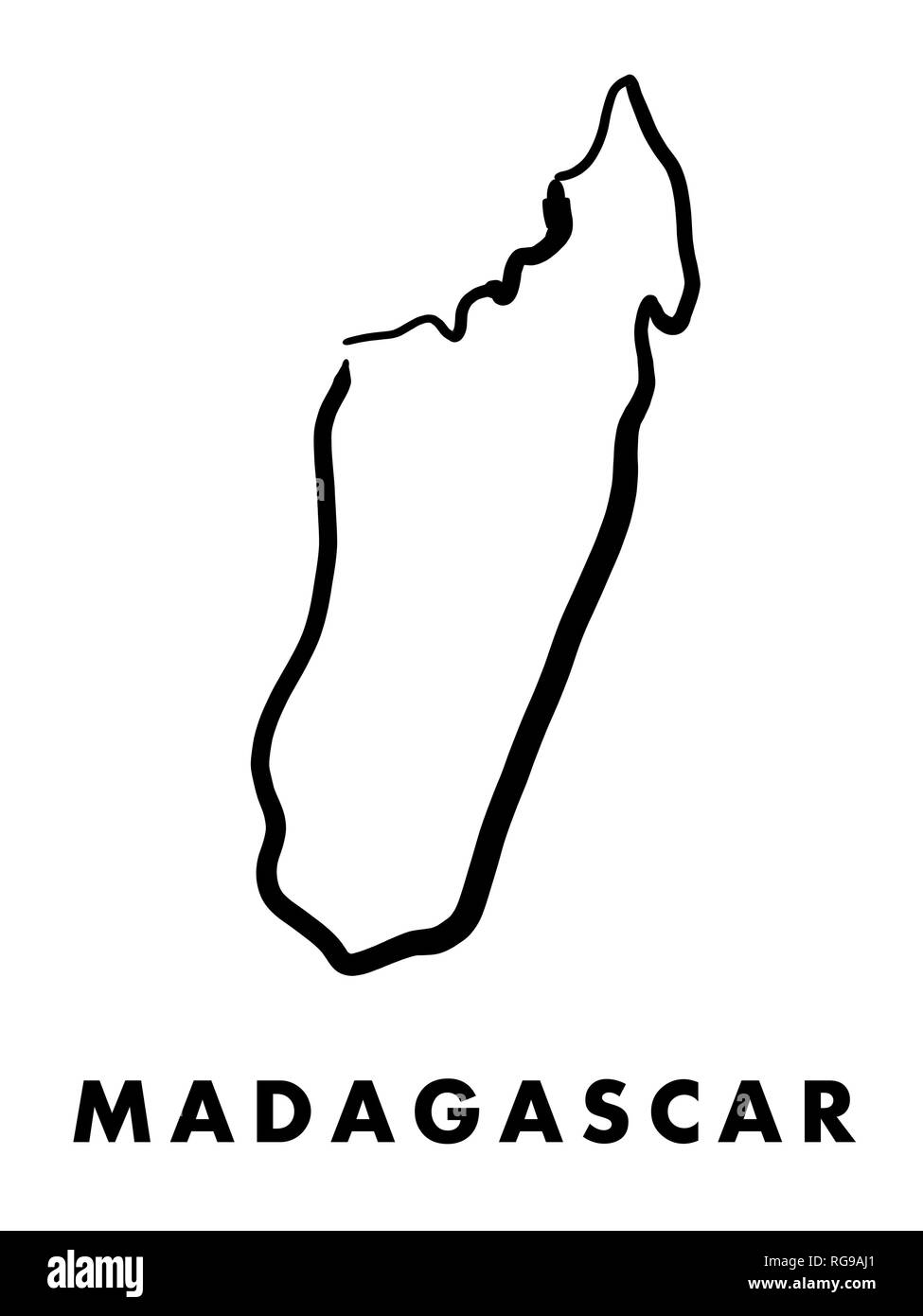 Madagascar carte simple contours - lisse forme pays simplifiée la carte vecteur. Illustration de Vecteur