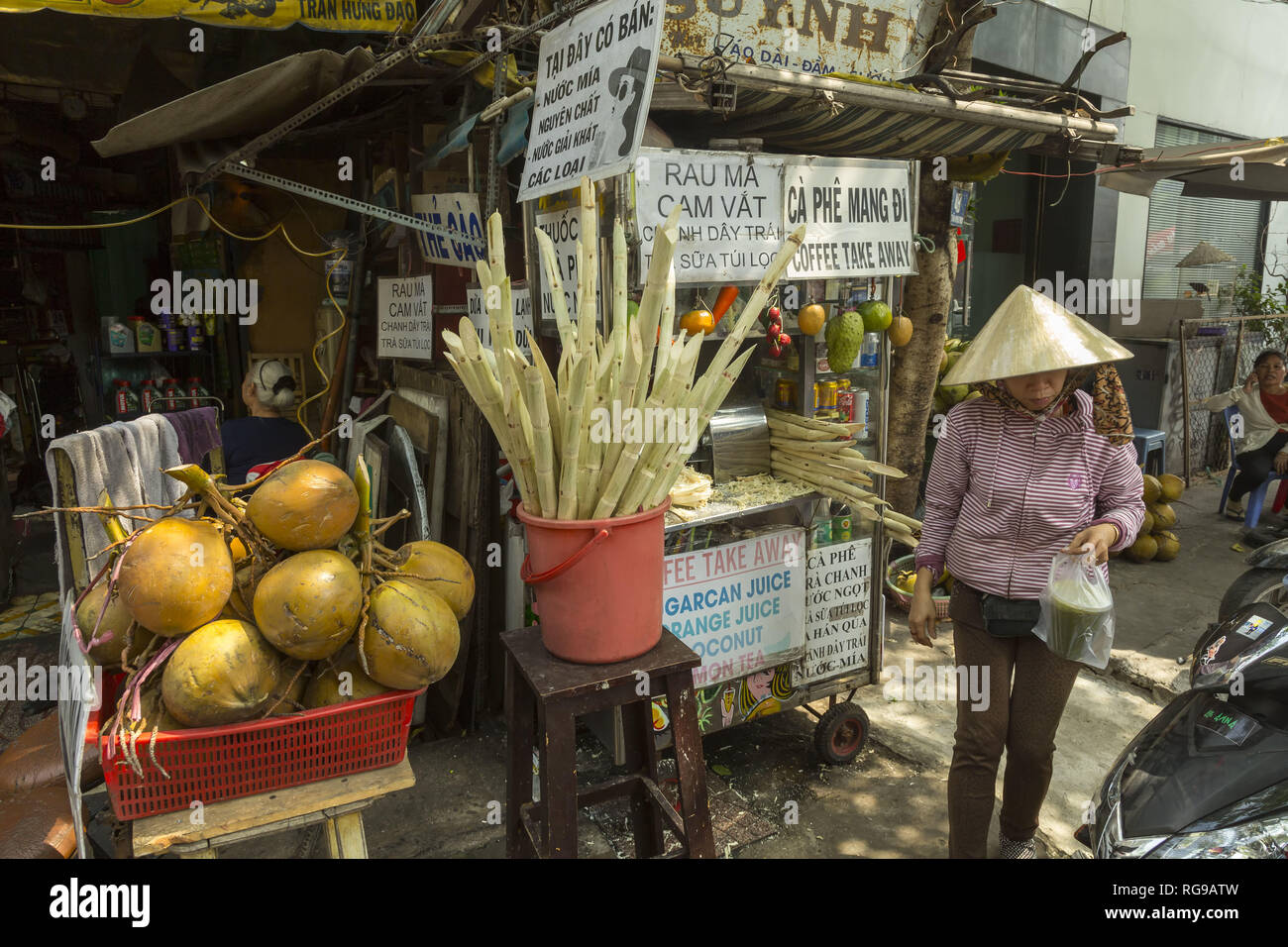 Vendeur de jus de canne à sucre à Ho Chi Minh Banque D'Images