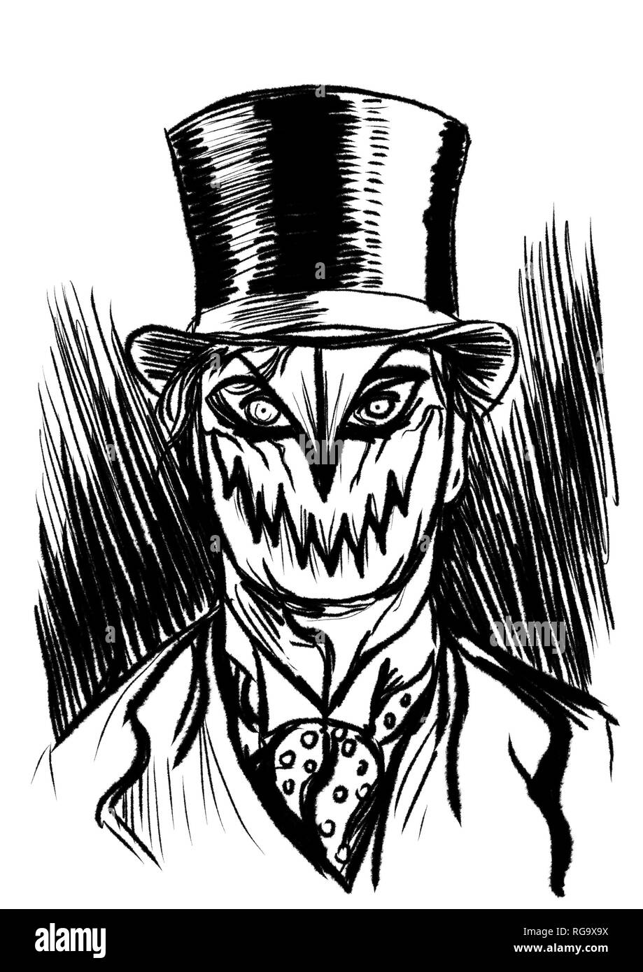 La vraie vie d'être un tueur en série illustration portrait Banque D'Images