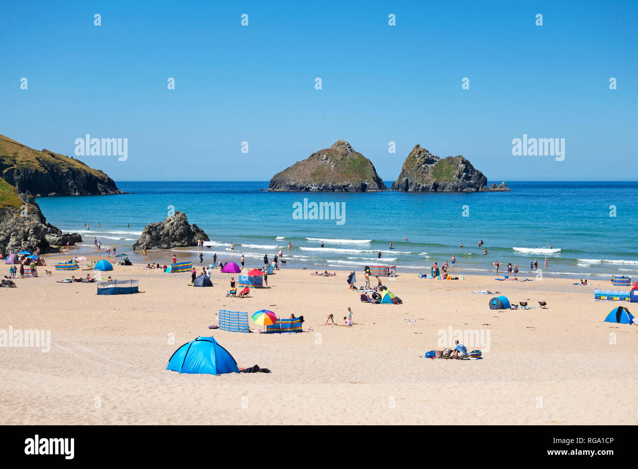 Baie de holywell, Cornwall, Angleterre, Banque D'Images